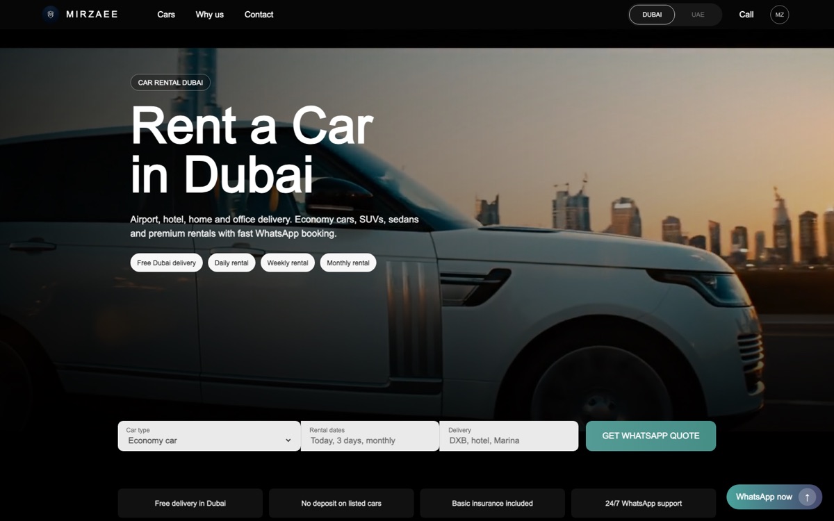 Mirzaee Car Rental, AI automation by KINEA